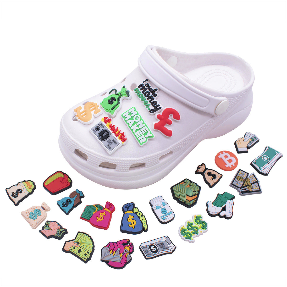 Money series bit coin USD crocs sticker/charm/jibbitz/gibit