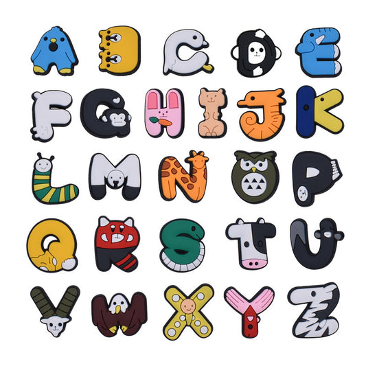 Alphabet animals letters A-Z crocs sticker/charm/jibbitz/gibit